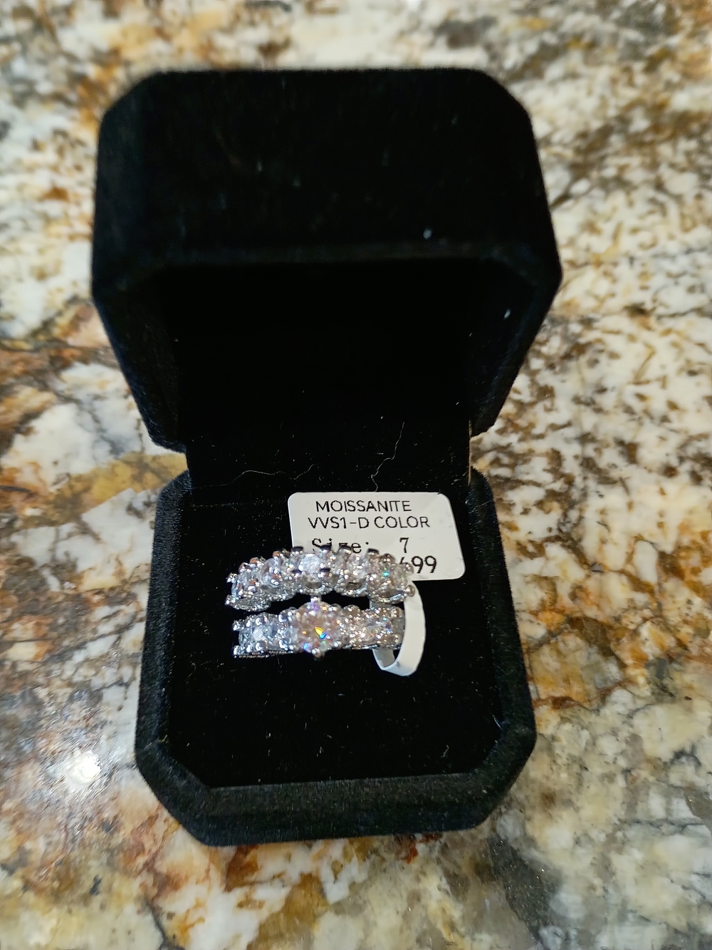 2-Piece Moissanite Bridal Ring Set Size 7 GRA Report